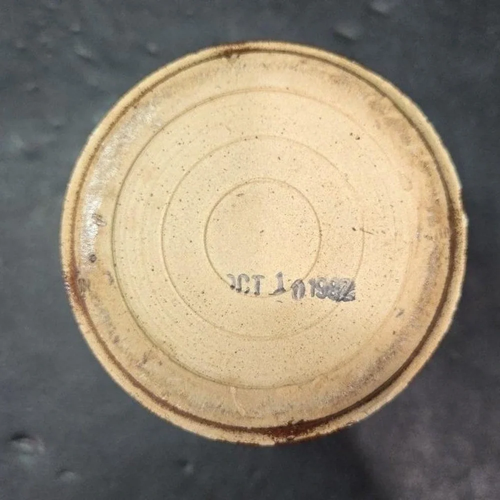 Brown Stoneware Cheese Crock, Vintage Ceramic Container Worn Label, Rustic Decor
